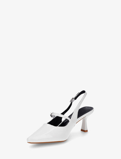 Escarpins vernis à bouts pointus - Blanc - 3