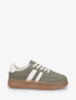 Sneakers plates effet nubuck à bandes contrastantes - Kaki - 1