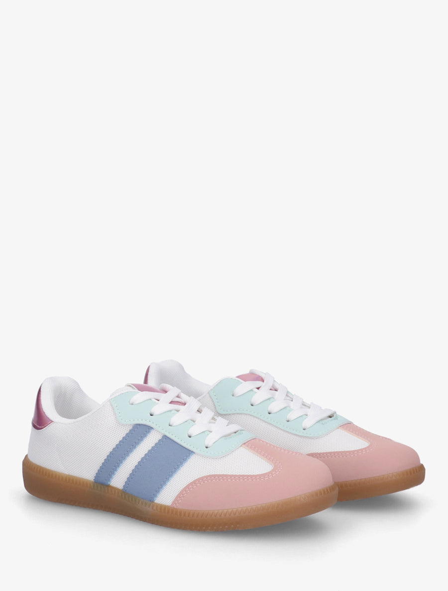 Sneakers plates en tissu à bandes contrastantes - Multi - 4