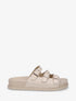 Claquettes à triple boucles en simili - Beige - 1