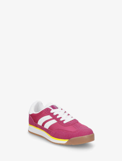 Sneakers en simili à empiècement effet nubuck - Fushia - 2