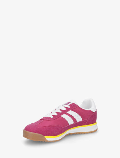 Sneakers en simili à empiècement effet nubuck - Fushia - 3