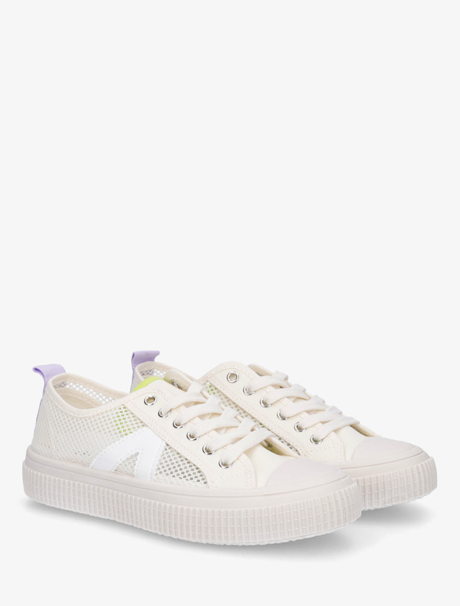 Sneakers unies en toile - Beige - 4