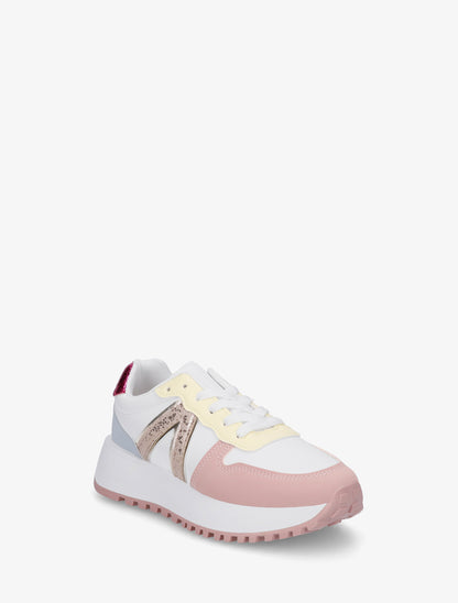 Sneakers en simili à détail imprimé python - Rose - 2