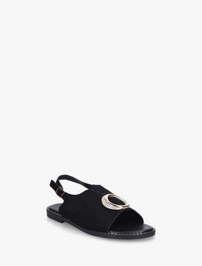Nu-pieds en suédine à boucle à strass - Noir - 2