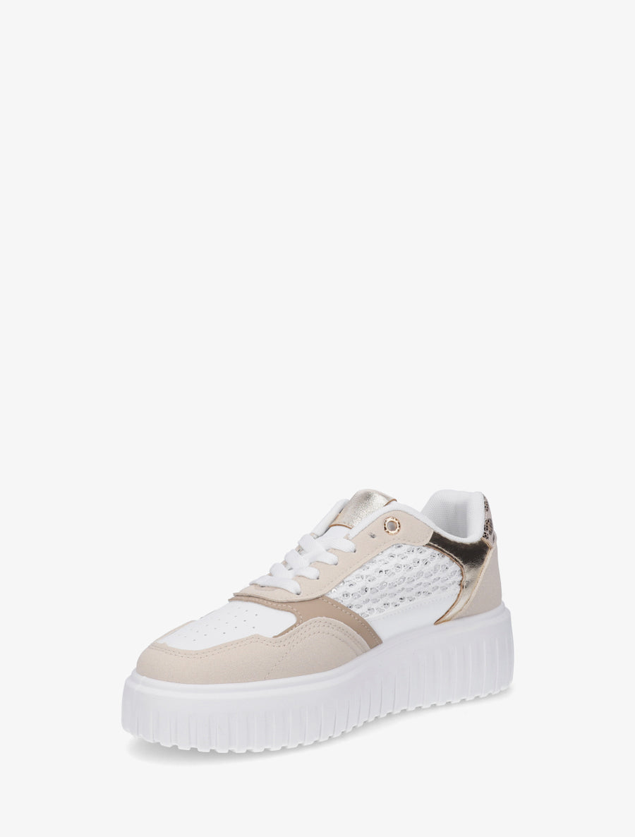 Sneakers à plateforme striée - Beige - 3