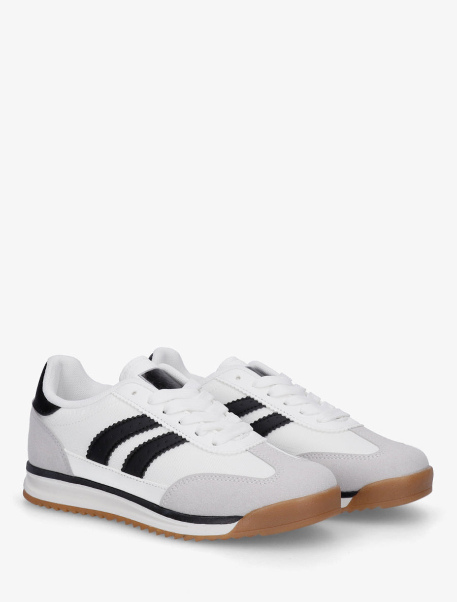 Sneakers à empiècement effet nubuck - Noir - 4