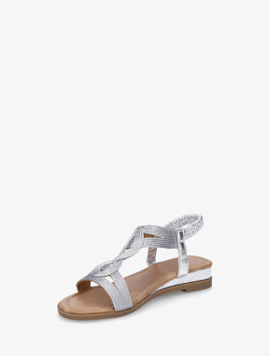 Nu-pieds style corde à tour de cheville élastiquée - Argent - 3