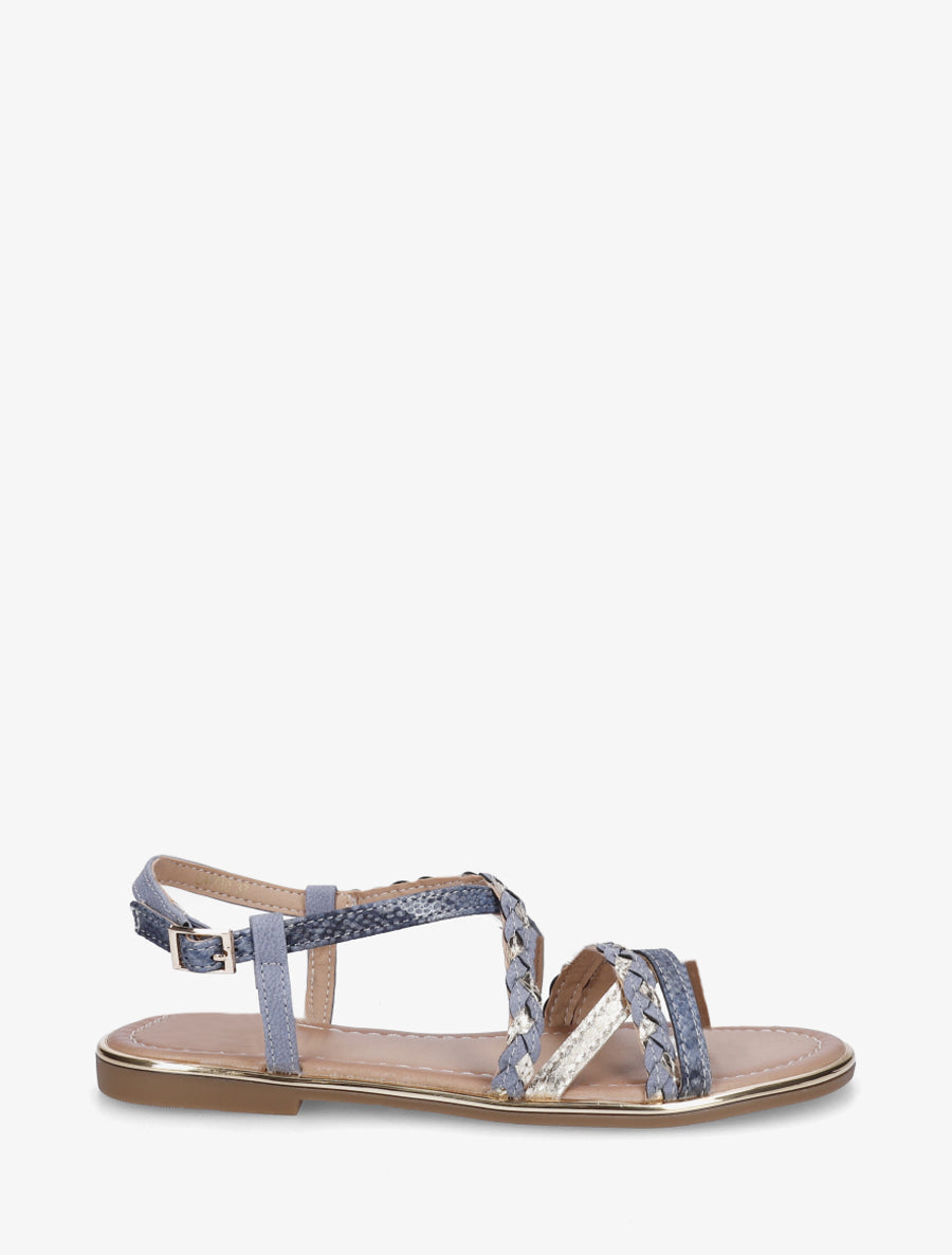 Nu-pieds croisés à tresses - Bleu - 1