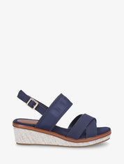 Sandales compensées à brides croisées - Marine - 1
