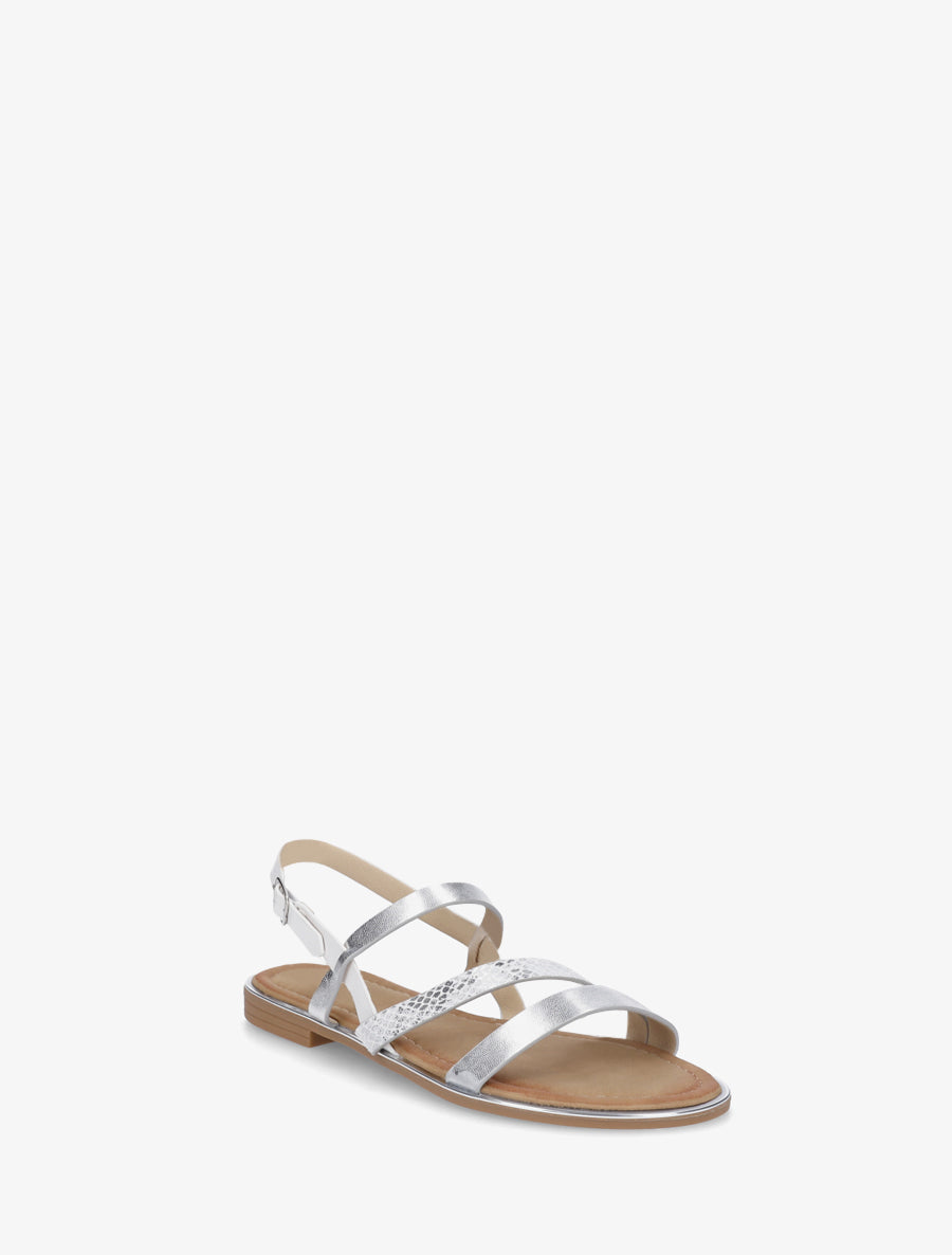 Nu-pieds à lannière python - Argent - 2