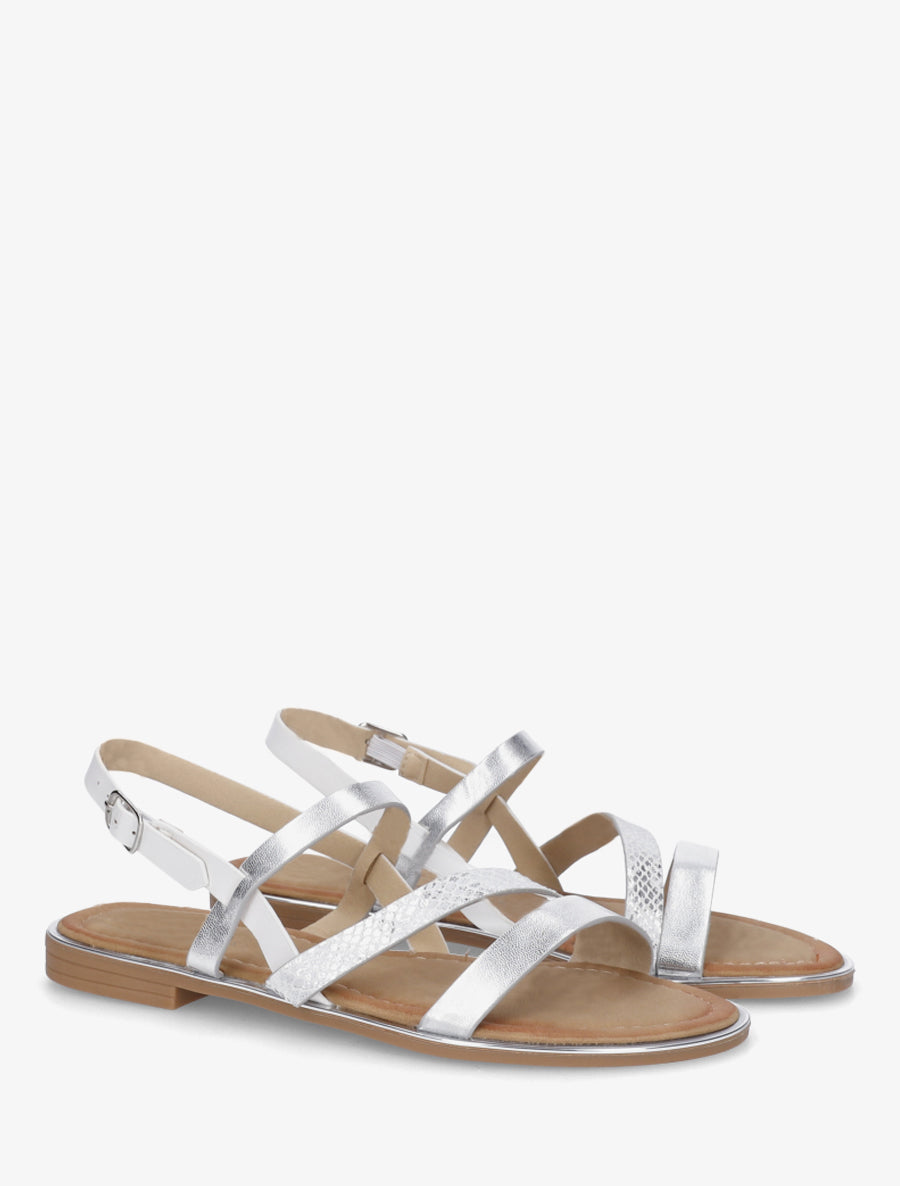 Nu-pieds à lannière python - Argent - 4