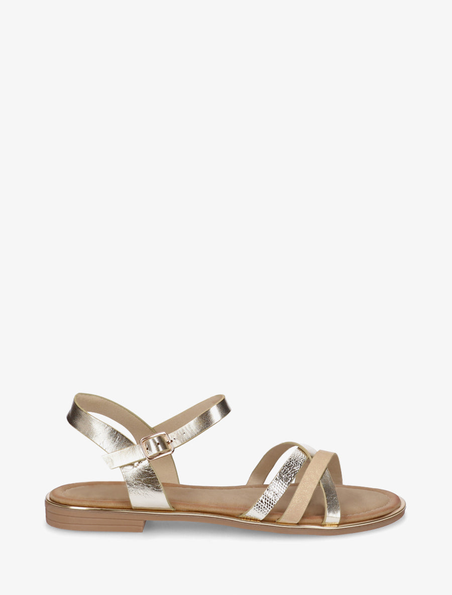 Nu-pieds croisés à brides fantaisies - Or - 1