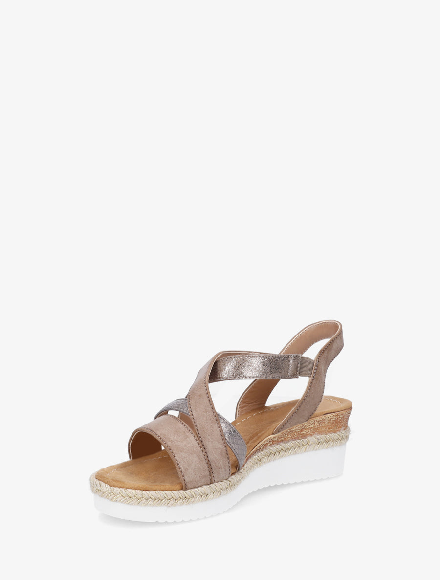 Sandales compensées à scratch - Taupe - 3