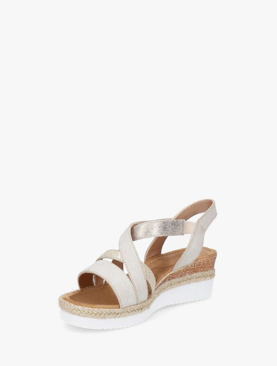 Sandales compensées à scratch - Beige - 3
