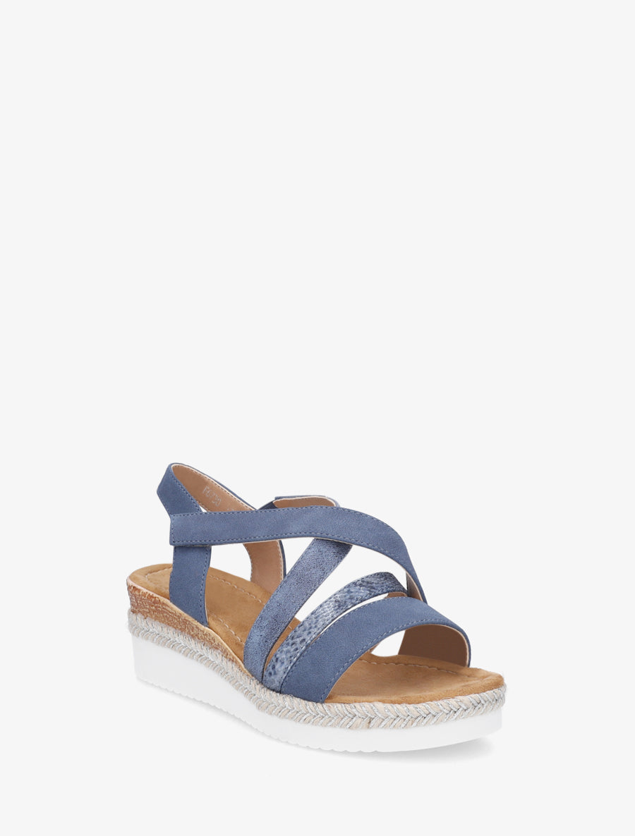 Sandales compensées à scratch - Bleu - 2