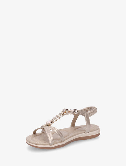 Sandales à bijoux et cheville élastiquée - Or - 3