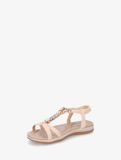 Sandales à bijoux et cheville élastiquée - Beige - 3