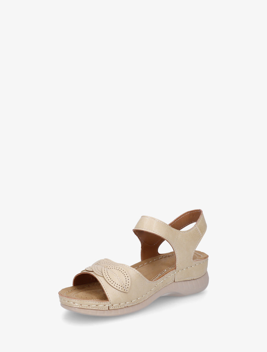 Sandales irisées à empiècements style feuilles - Beige - 3