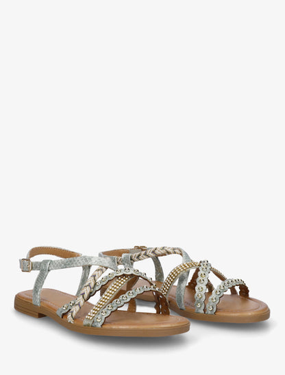 Nu-pieds python à clous et strass - Vert clair - 4