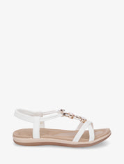 Nu-pieds à tour de cheville élastiquée - Blanc - 1