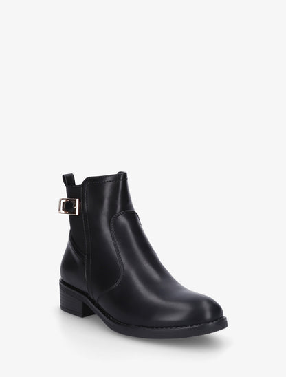 Bottines élastiquées en simili - Noir - 2