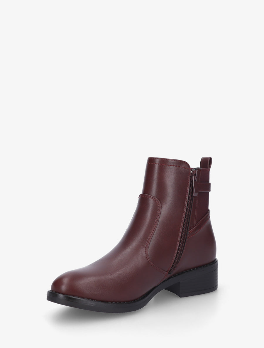 Bottines élastiquées en simili - Lie de vin - 3