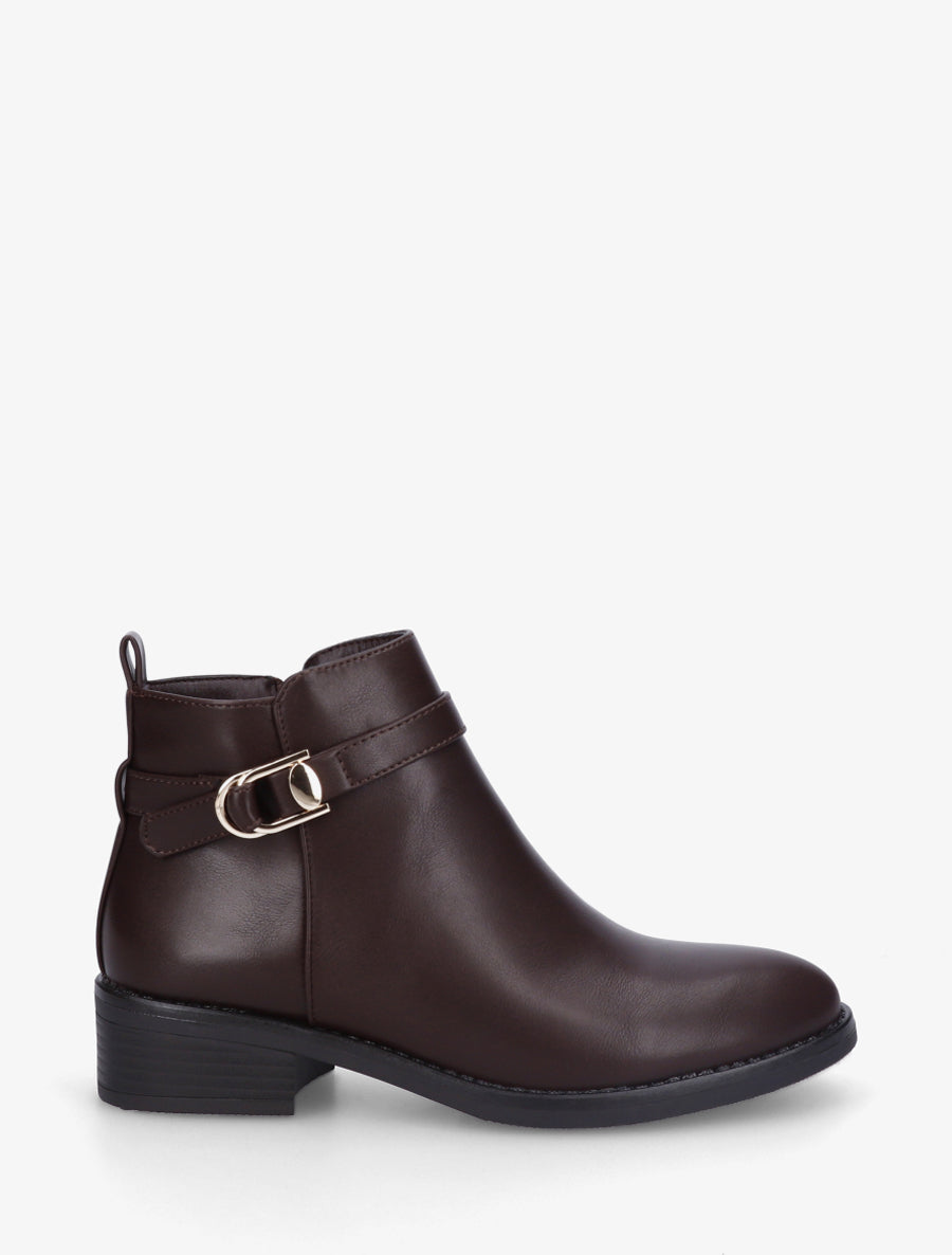 Bottines classiques en simili - Marron - 1