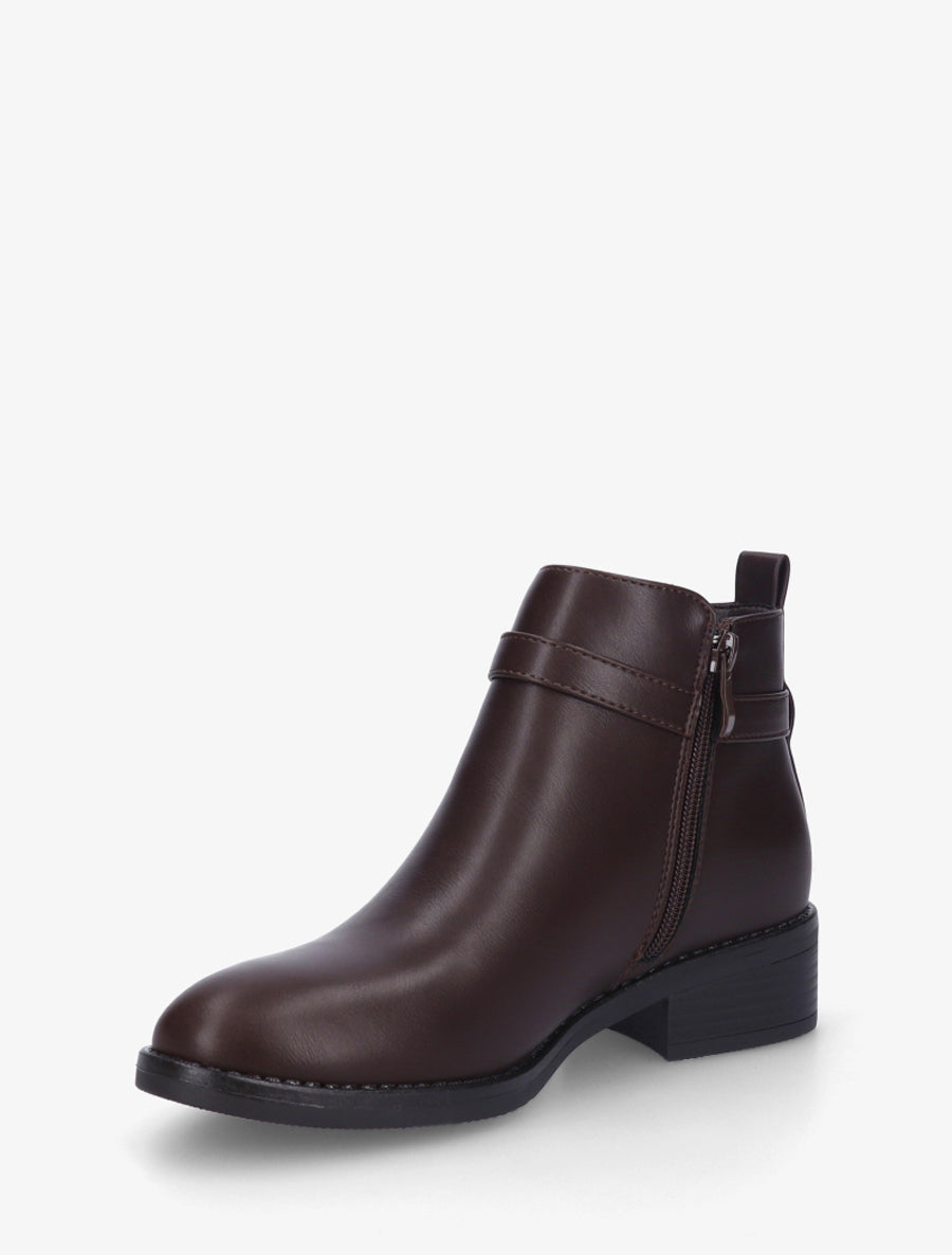 Bottines classiques en simili - Marron - 3