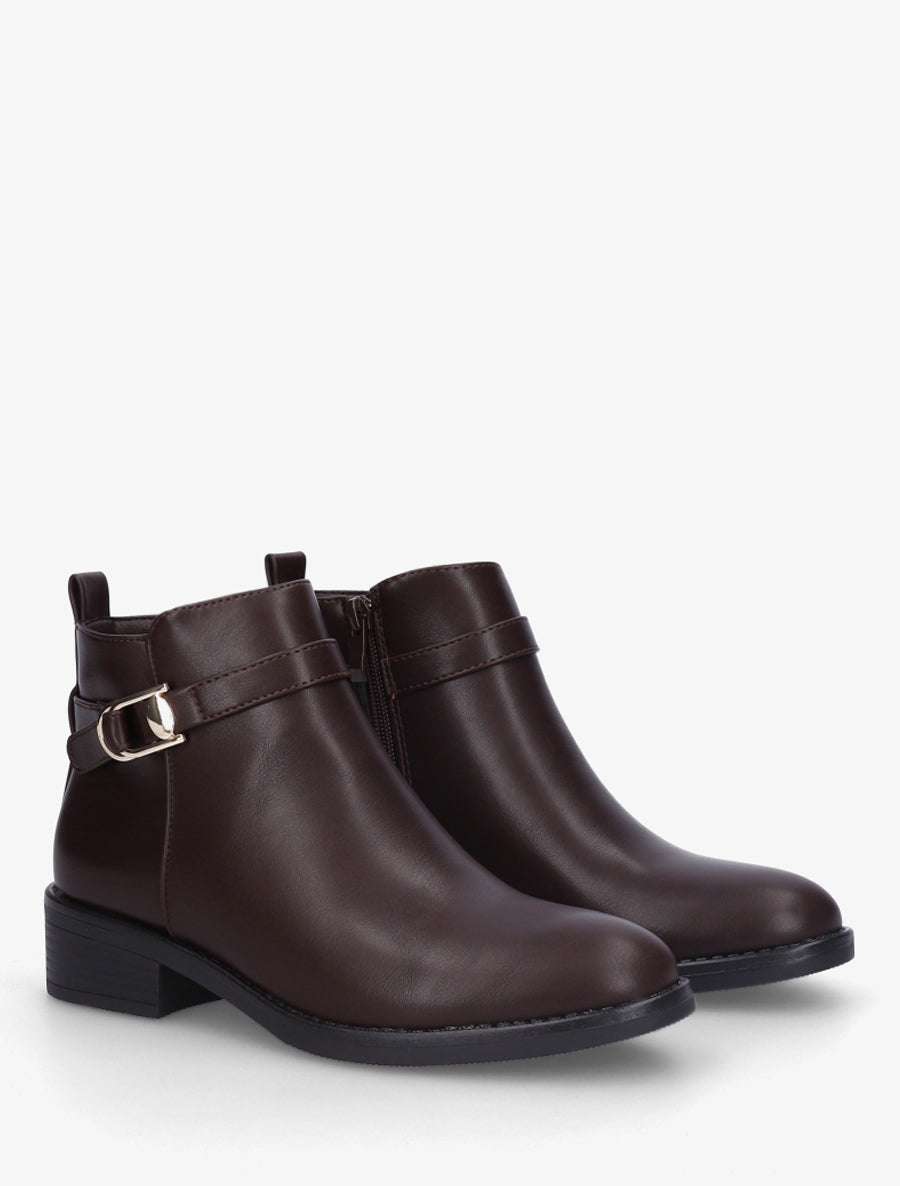 Bottines classiques en simili - Marron - 4