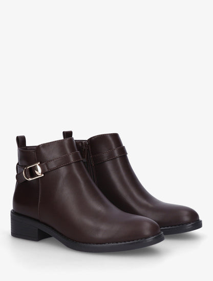 Bottines classiques en simili - Marron - 4
