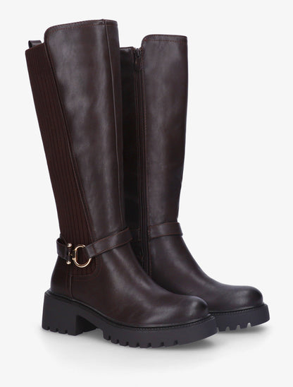 Bottes bimatière à boucle - Marron - 4