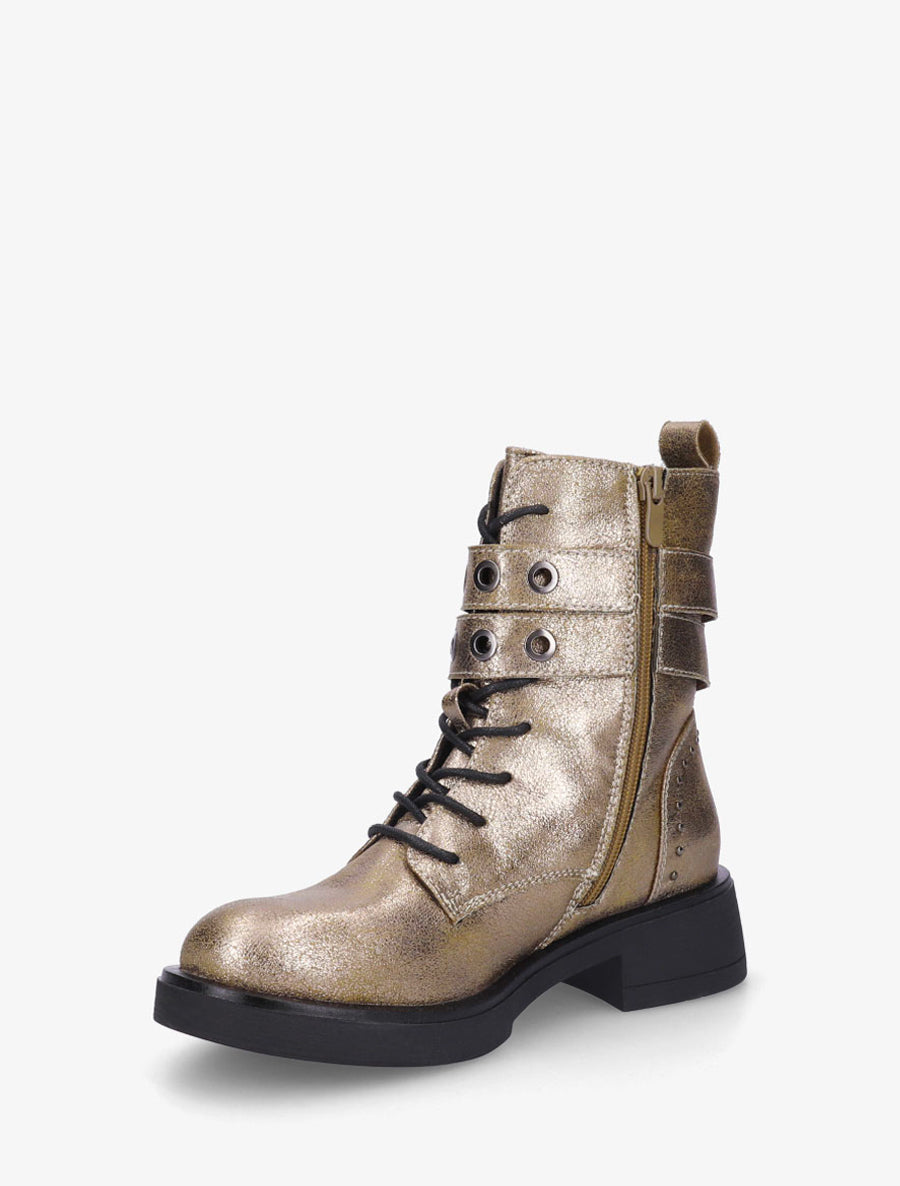 Rangers nacrées à sangles et clous - Or - 3