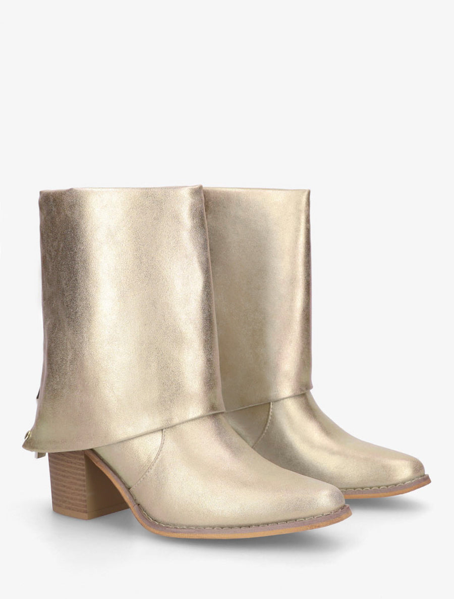 Bottines à revers et bouts pointus - Or - 4