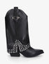 Bottines style santiags à revers - Noir - 1