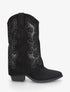 Bottes cloutées style santiag en suédine - Noir - 1