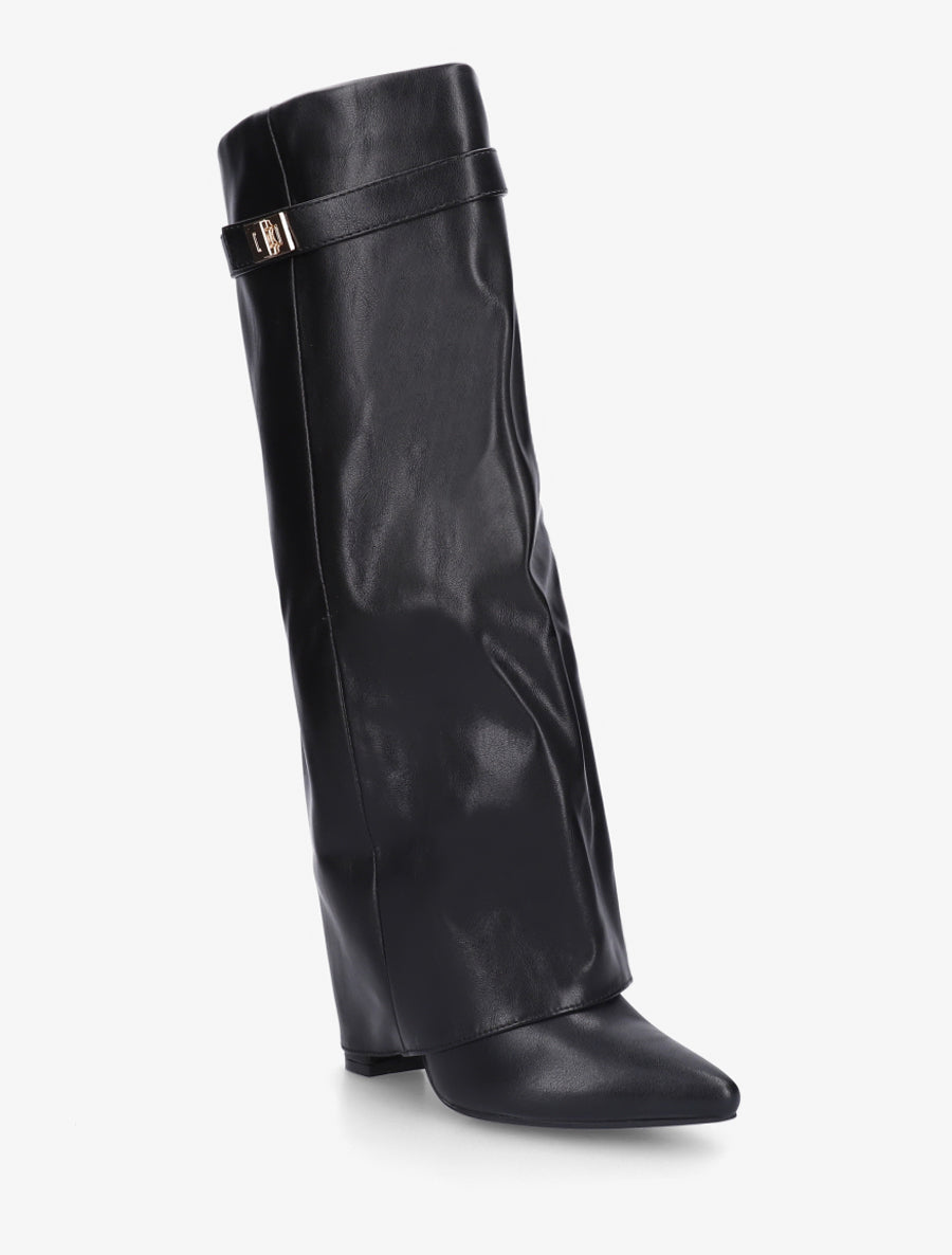 Bottes en simili à revers - Noir - 2