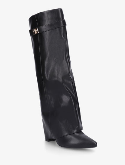 Bottes en simili à revers - Noir - 2