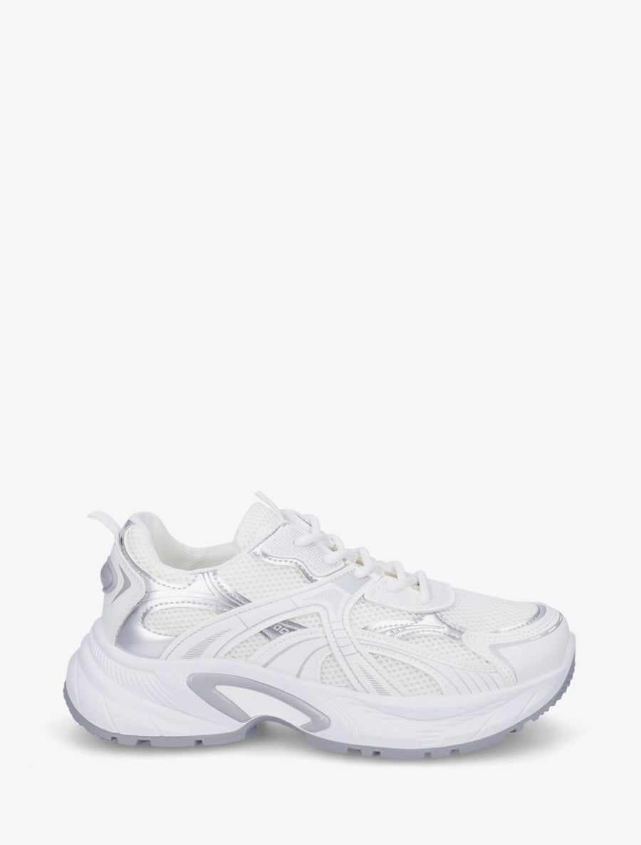 Baskets en simili et toile - Blanc - 1