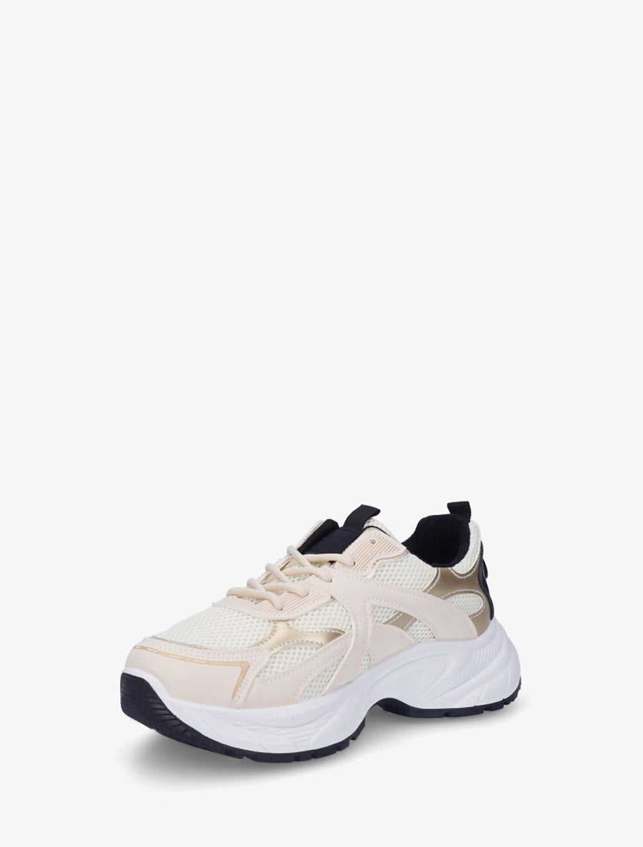 Baskets en simili et toile - Or - 3