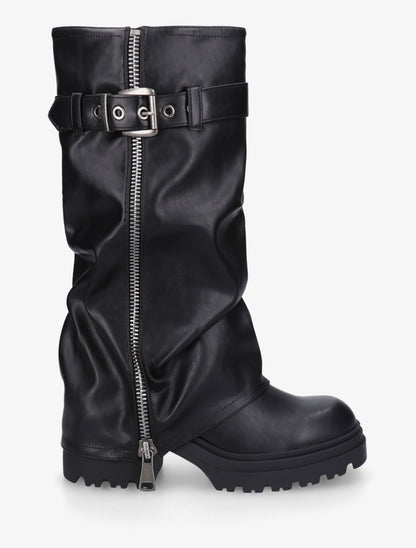 Bottes à revers effet froissé - Noir - 1