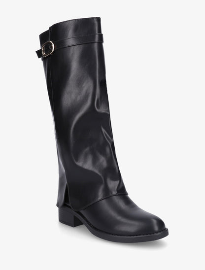 Bottes en simili à revers - Noir - 2