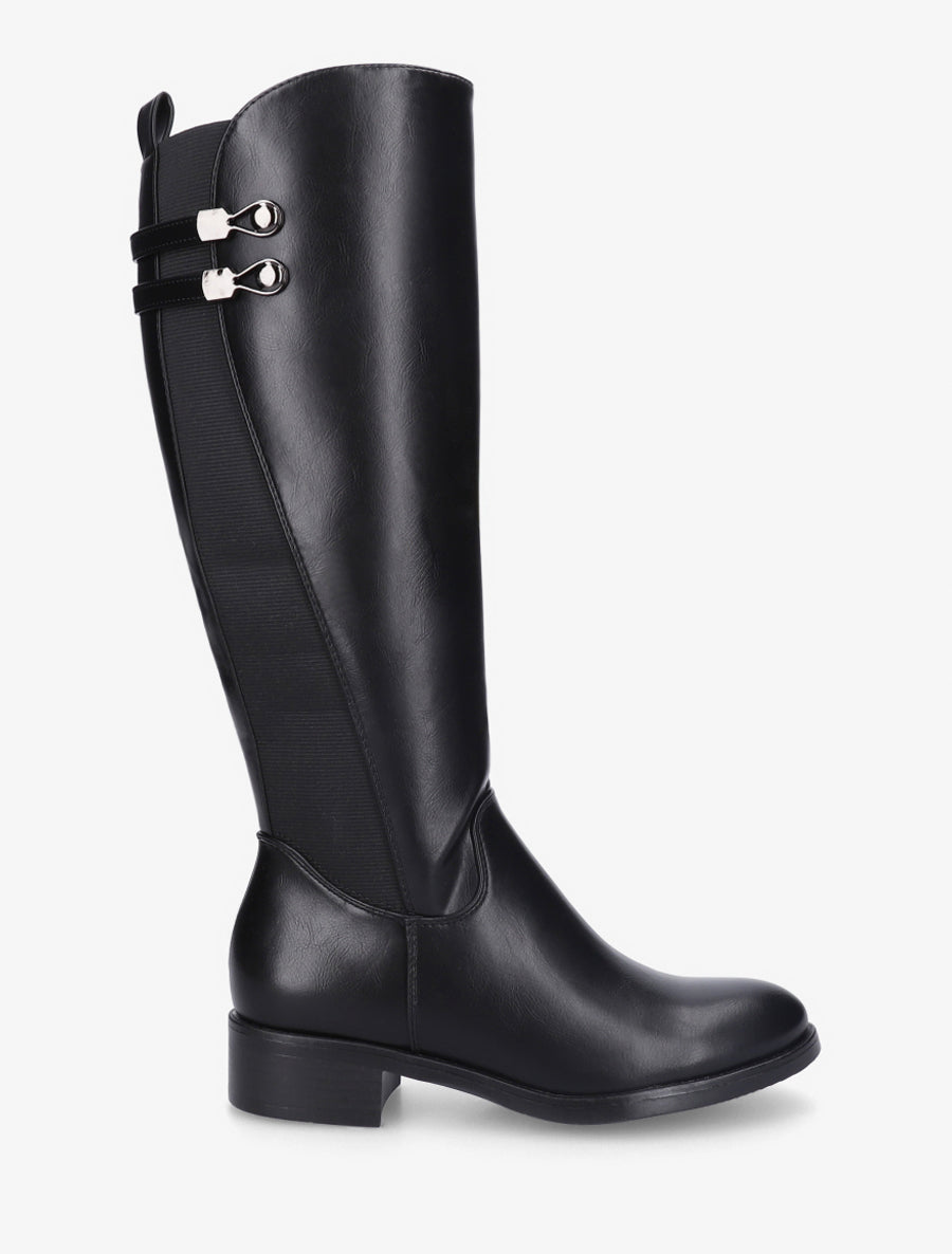 Bottes élastiquées style cavalière - Noir - 1