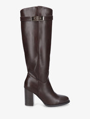 Bottes à talon en simili - Marron - 1