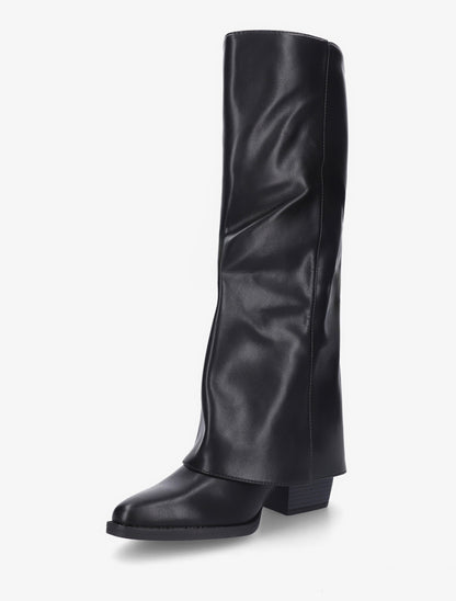 Bottes en simili à revers - Noir - 3