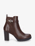 Bottines bi-matière à boucle strassée - Marron - 1