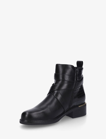 Bottines à contrefort croco - Noir - 3