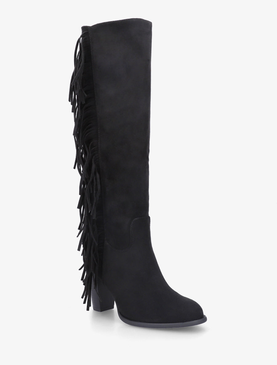 Bottes en suédine à franges - Noir - 2