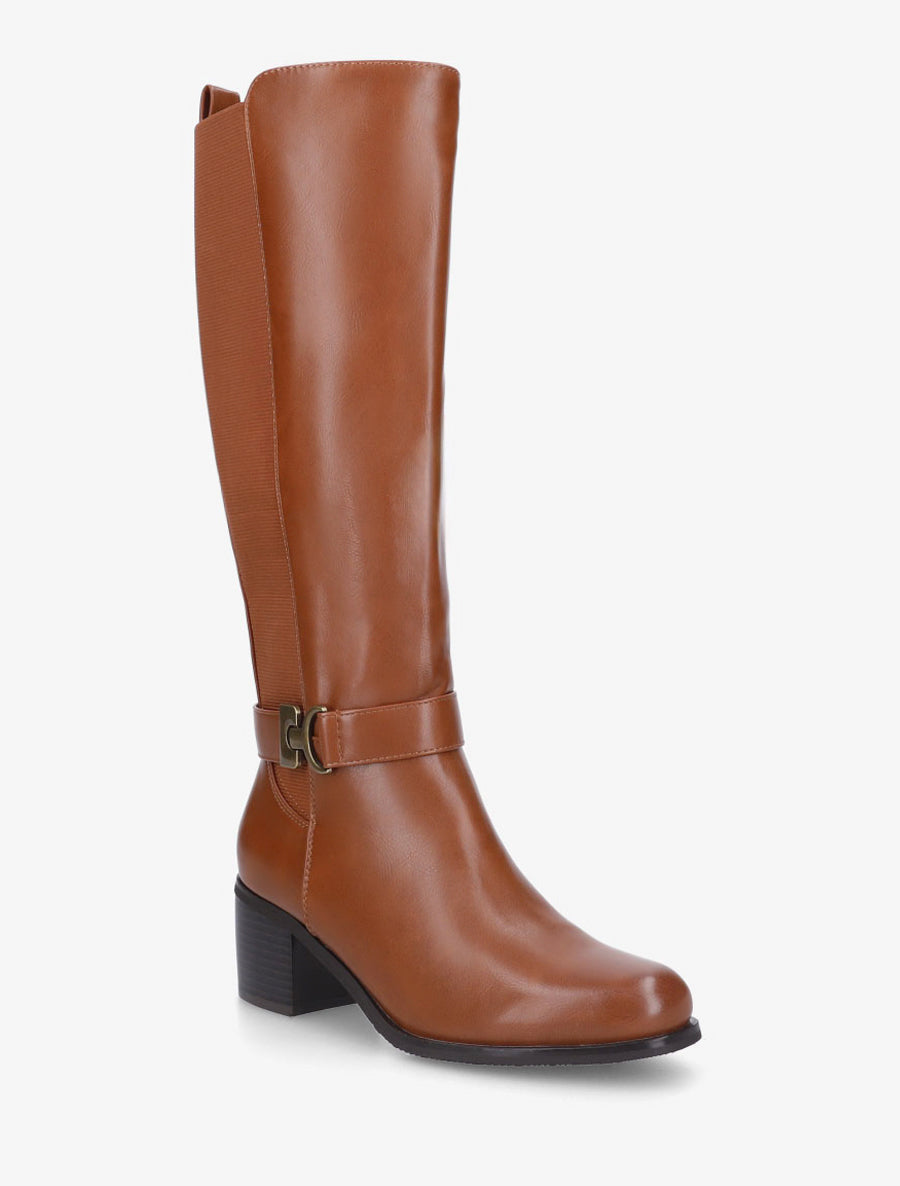 Bottes cavalière élastiquées à boucle - Camel - 2
