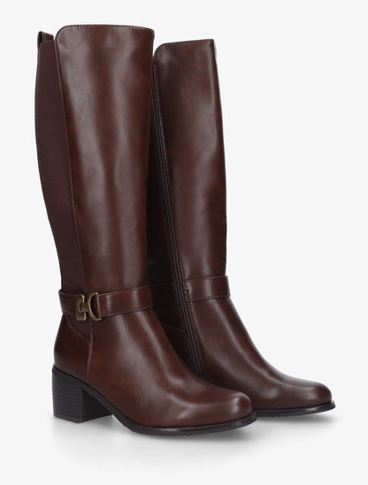 Bottes cavalière élastiquées à boucle - Marron - 4